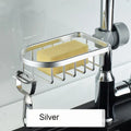 Bathroom Faucet Shelf Space Aluminum Kitchen Sink Sponge Drain Rack Black Silver Bathroom Shower Storage Rack Sundries Holder