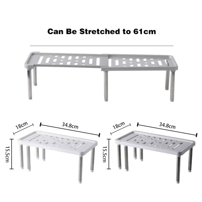 Retractable Storage Rack Kitchen Shelf Organizer Multifunctional Cabinet Layered Dish Seasoning Bottle Finishing Home Supplies