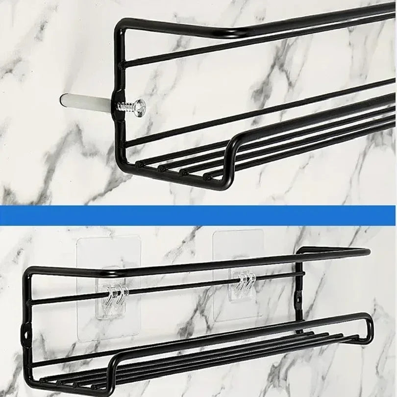 Kitchen Organizer Metal Hanging Racks for Home Restaurant Wall-Mounted Seasoning Shelf Spice Storage Rack Shelf Organizer