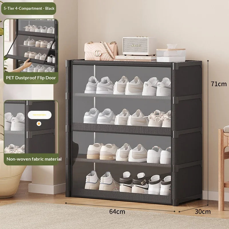 5 Tier Transparent Shoe Rack Dustproof Shoe Cabinet Large Capacity Storage Organizer for Bedroom Dormitory