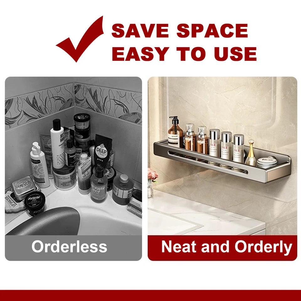 Bathroom Wall Shower Shampoo Rack No-punch Wall Mount Shower Storage Shelf Large Capacity Strong Load-bearing