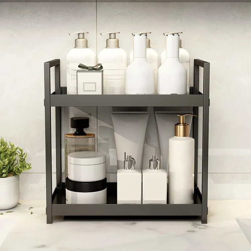 2-Tier Countertop Organizer for Bathroom – Cosmetic Organizer Rack and Storage Shelf for Bedrooms, Offices, Kitchen Counters