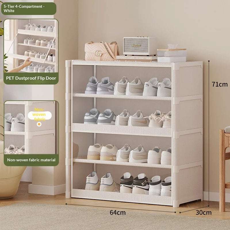 5 Tier Transparent Shoe Rack Dustproof Shoe Cabinet Large Capacity Storage Organizer for Bedroom Dormitory