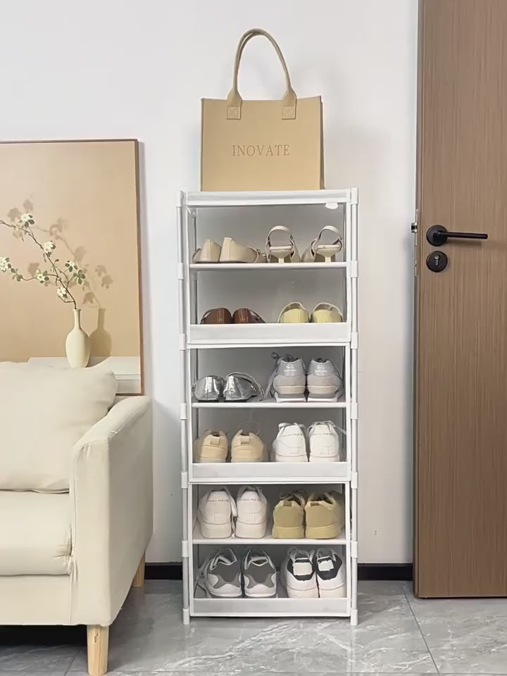 5 Tier Transparent Shoe Rack Dustproof Shoe Cabinet Large Capacity Storage Organizer for Bedroom Dormitory